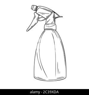 Sketch garden sprayer. Bottle aerosol isolated on a white background. Vector illustration Stock Vector