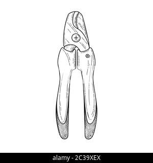 Pliers pincers hand tool isolated on white background. Vector illustration Stock Vector