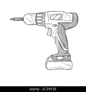 Sketch Screwdrivers isolated on a white background. Vector illustration Stock Vector