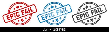 epic fail stamp. epic fail round isolated sign. epic fail label set Stock Vector