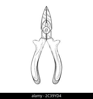 Pliers pincers hand tool isolated on white background. Vector illustration Stock Vector