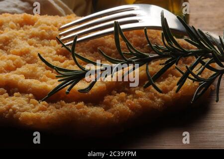 Chicken cotoletta with scamorza cheese Stock Photo