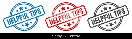 helpful tips stamp. helpful tips round isolated sign. helpful tips label set Stock Vector