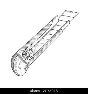 Stationery Knife isolated on white background. Vector illustration Stock Vector