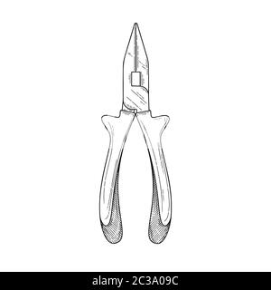 Pliers pincers hand tool isolated on white background. Vector illustration Stock Vector