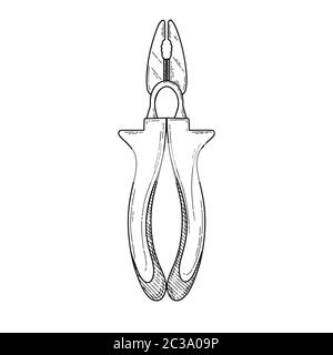 Pliers pincers hand tool isolated on white background. Vector illustration Stock Vector