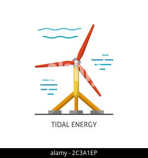 renewable energy tidal turbine generator vector illustration Stock ...