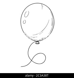Balloon. Inflatable balls on a string. Vector illustration in sketch style Stock Vector