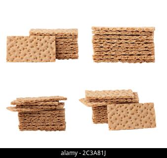 stack of rectangular snack bars isolated on a white background, close up, set, healthy eating concept Stock Photo