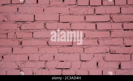 The brick background is pink. Brick pink wall Stock Photo