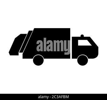 garbage truck icon illustrated in vector on white background Stock Photo