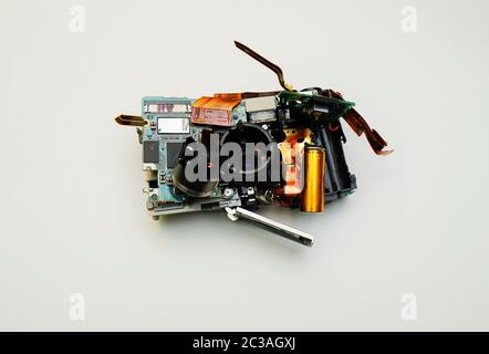 Digital camera electronic waste on white background Stock Photo