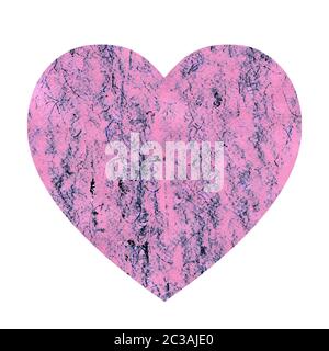 Pink abstract heart shaped grunge background. Texture with scratches, dots, wavy lines with black and blue. Imitation of snake skin. Template for the Stock Photo