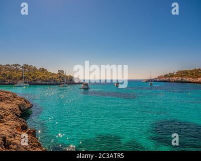 Mondragó Natural Park Mallorca Spain June 1 2019 in the bay looking out into the mediterranean sea Stock Photo