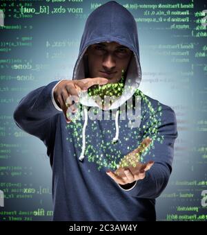 Young hacker in cyber security concept Stock Photo