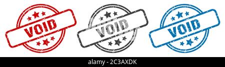 void stamp. void round isolated sign. void label set Stock Vector