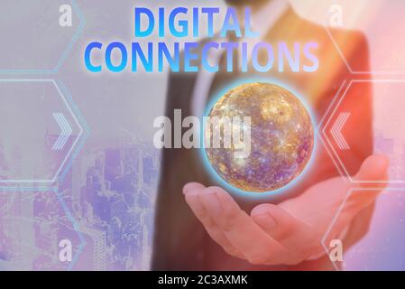 Handwriting text Digital Connections. Conceptual photo virtual network linking user to his or her contacts Elements of this image furnished by NASA Stock Photo