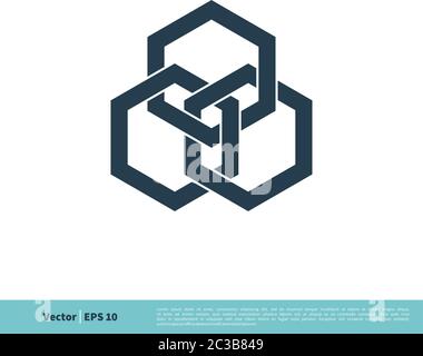 Connection Hexagonal Shape Icon Vector Logo Template Illustration Design. Vector EPS 10. Stock Vector