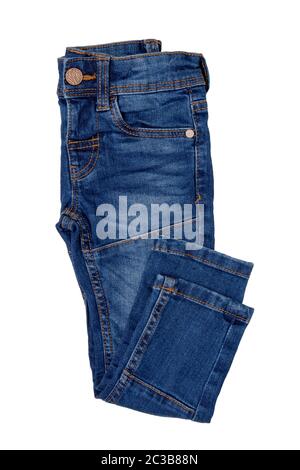Fashionable denim clothes. Folded 