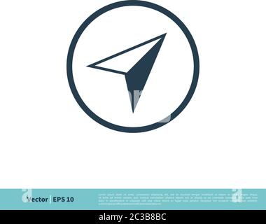 Navigator arrow icon logo sign vector outline in black and white color ...