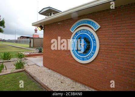 Rosharon Texas USA, August 25 2014: Exterior and signage of the Darrington Unit, an all-male maximum-security state prison that's part of the Texas Department of Criminal Justice.  ©Marjorie Kamys Cotera/Daemmrich Photography Stock Photo