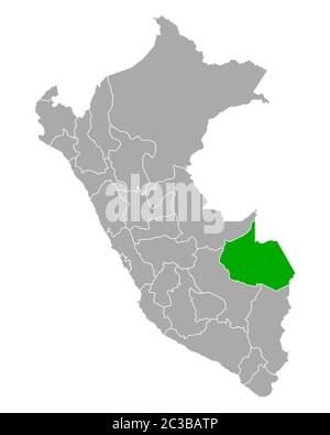 Map of Madre de Dios in Peru Stock Photo