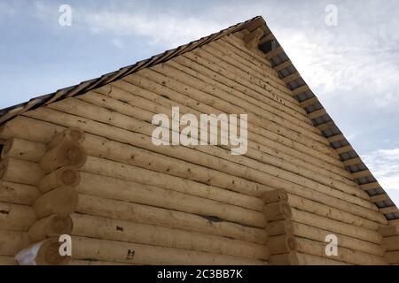 Constructed from a wooden log house, wooden house. Stock Photo
