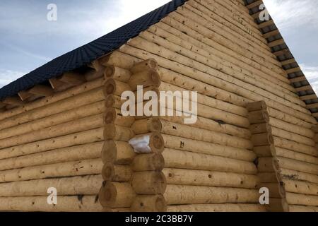 Constructed from a wooden log house, wooden house. Stock Photo