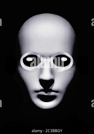 Eyes Closed Alien Head Scary Poster Stock Photo