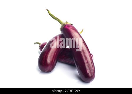 Eggplant or aubergine or brinjal vegetable isolated on a white background. Stock Photo