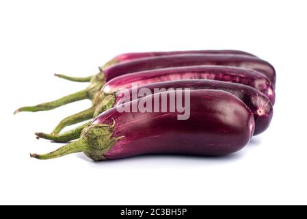 Eggplant or aubergine or brinjal vegetable isolated on a white background. Stock Photo