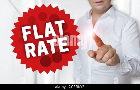 Flat rate touchscreen concept is operated by man. Stock Photo