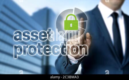 Asset Protection concept is shown by businessman. Stock Photo