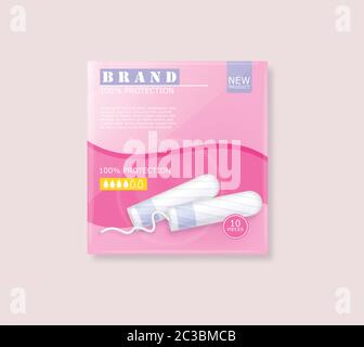 Menstrual cycle sanitary tampons advertisement package with place for brand. Vector Stock Vector