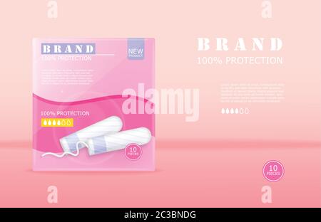 Menstrual cycle sanitary tampons advertisement package with place for brand. Vector Stock Vector