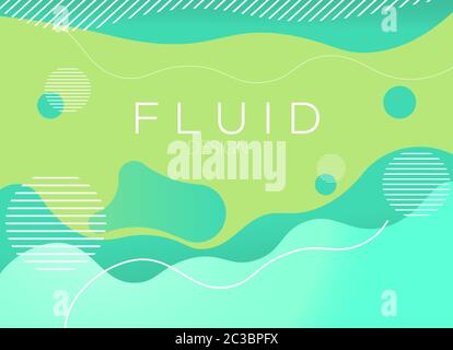 Fluid lines design with colorful green waves and curly lines. Futuristic abstract liquid style vector Stock Vector