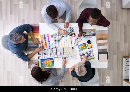 Architects And Designers Working On Color Selection For House Stock Photo