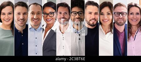 Collage Of Smiling People. Diverse Group Of People Portraits Stock Photo