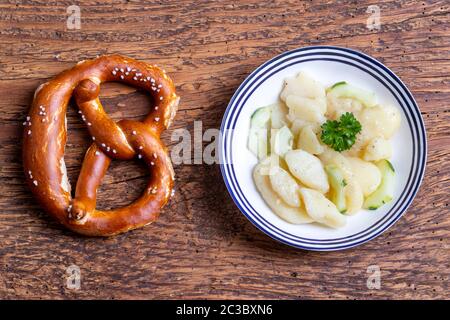 overview of a bavarian potato salad Stock Photo