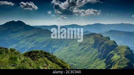 View from the summit of Puy Mary, Auvergne Volcanoes Regional Nature Park, Cantal, Auvergne-Rhone-Alpes, France