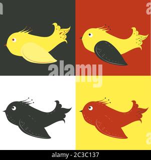Composition of birds. Contrasting color combinations. Vector Stock Vector
