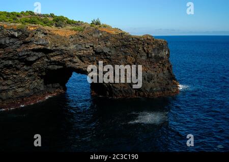 azores coastal cliff detail at faial island Stock Photo