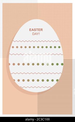 White Easter egg with decorations on it. Random geometric figures in background. Vector Stock Vector