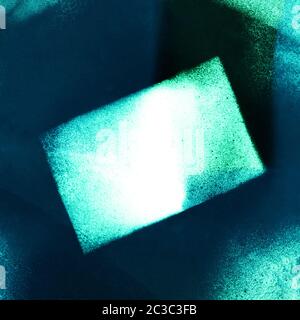 Abstract neon background with a place for a quote or other text. Teal and dark blue texture with copy space. Surreal business ca Stock Photo