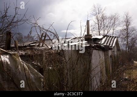 Small, largely disused, area between Tallinn Airport (Tallinna Lennujaam) and Soodevahe. Some homeless and very poor people live in this area, many of Stock Photo