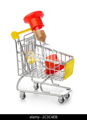 Hourglass in shopping cart Stock Photo