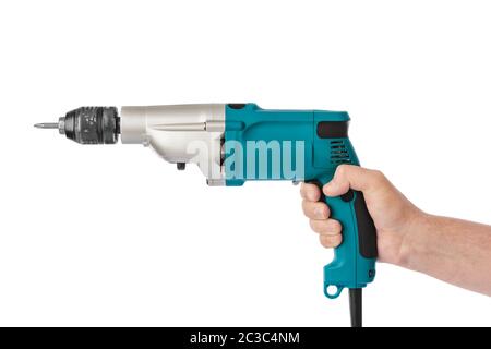Electric drill in hand Stock Photo