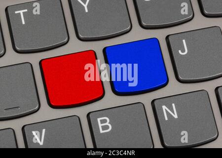 Computer notebook keyboard with two blank keys Stock Photo