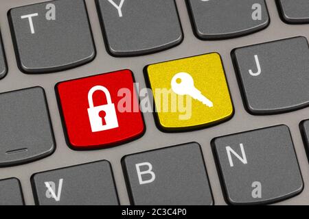 Computer keyboard with two security keys Stock Photo