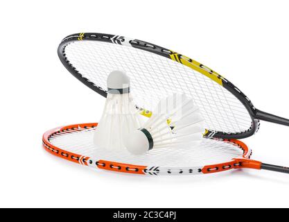 Badminton racket and shuttlecock Stock Photo